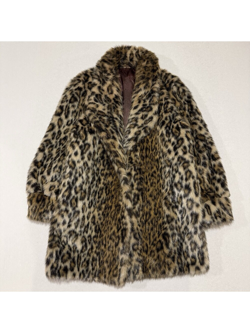 VTG 1970s High Faill Korea Leopard Faux Fur Coat Mid Length Shaggy Winter Jacket